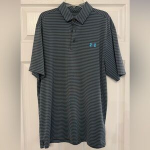 Under Armour Men's Polo with Blue and Gray Stripes